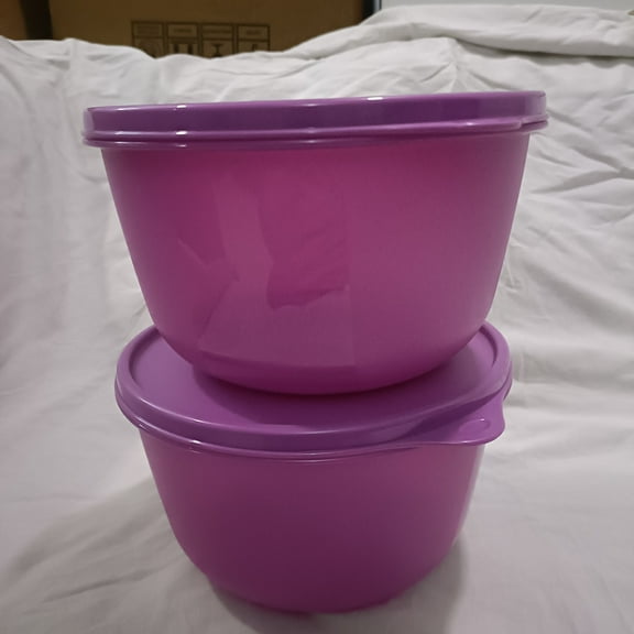Tupperware Pack of 2 SS Bowl Purple Nesting Food Storage Container Set 1.5 Litre