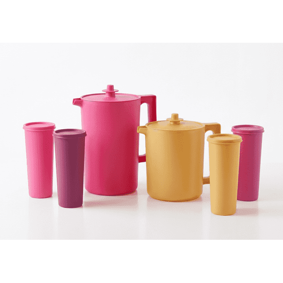 Tupperware Party-Ready Shatter-Proof Versatile Beverage Drinkware Set 12 Count- Pink .