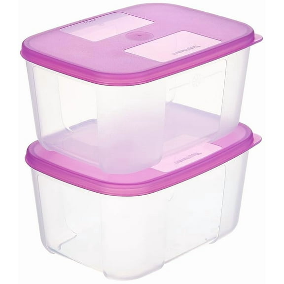 Tupperware Plastic Freezer Mate Set of 2, (700 Ml) (White:Purple)