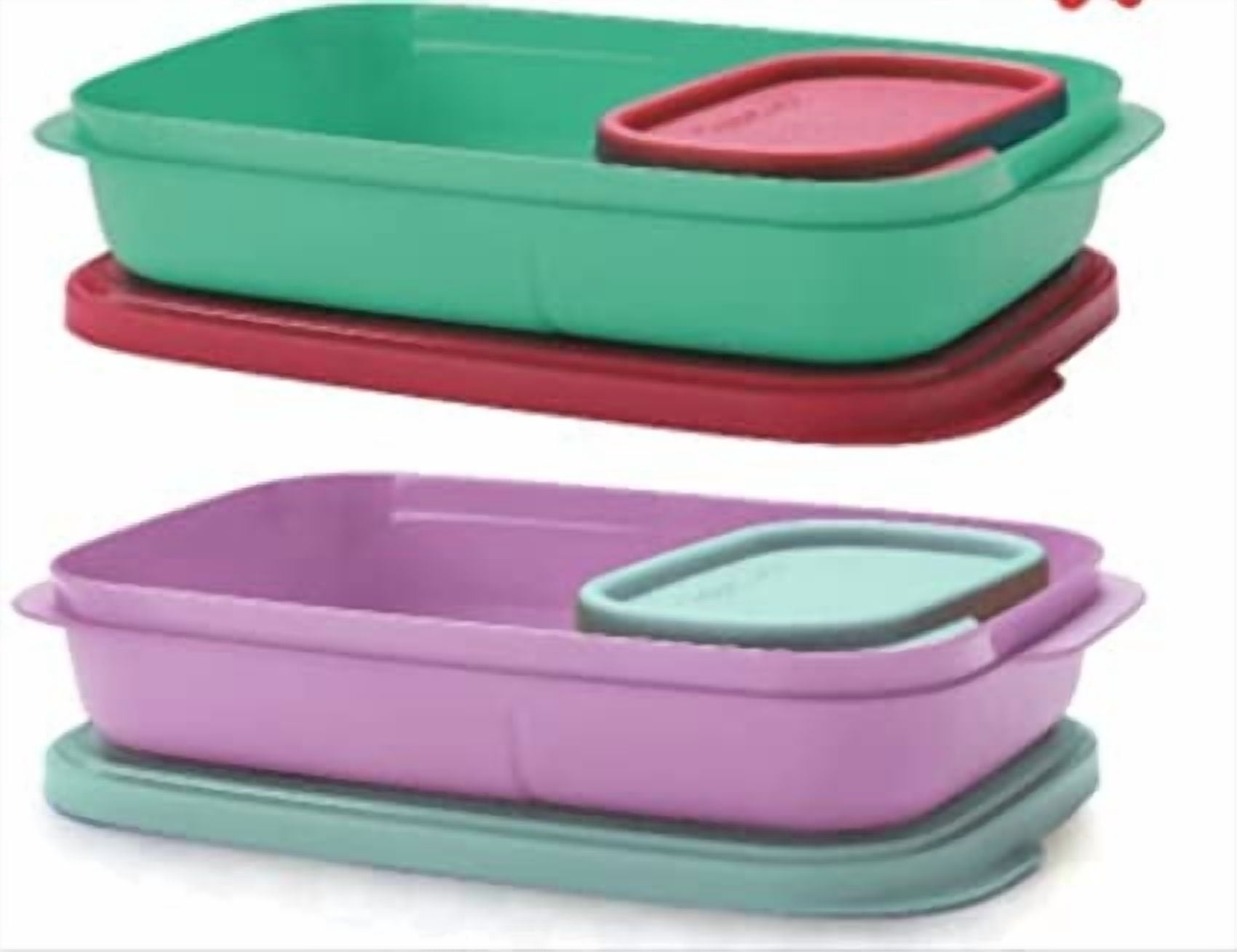 Tupperware Plastic Lunch Box 590 ml Pack of 2 with 4 Container ...