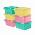 thumbnail image 1 of Tupperware . Plastic Square Refrigerator Container Keep Tab 500Ml 6Pc, Pink, Green, Yellow, Blue-Green, 1 of 2
