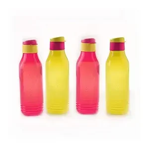 Tupperware Plastic Water Bottles, 750 ml, Set of 4, Yellow;Pink