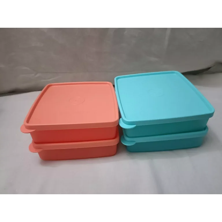 Tupperware Set Of 4 Square Away Lunch Box 375 ML Carry Dry Snacks