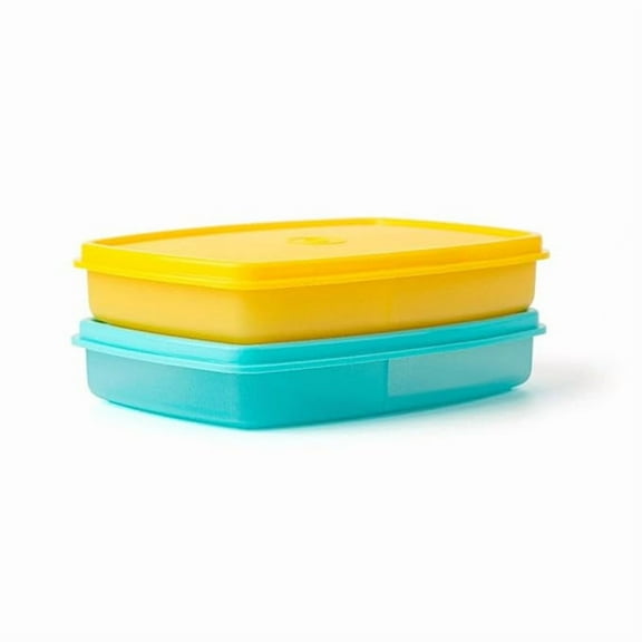 Tupperware Slim Divided Lunch Container (Set of 2), Yellow & Blue