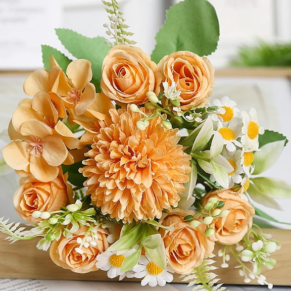 Tupukom Under $5 Fake Flowers in Vase for Centerpieces Room Decor Artificial Roses Flowers for Home Decoration, Faux Roses for Parties and Wedding Decoration