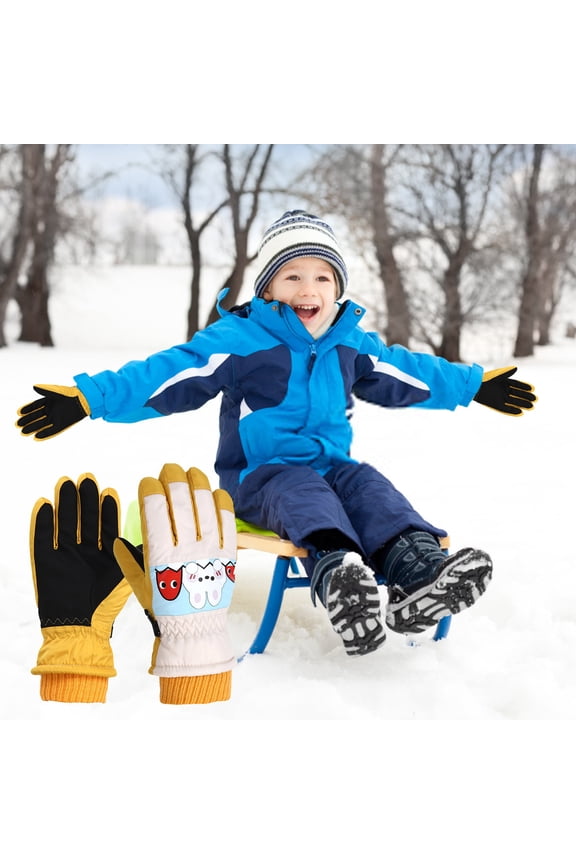 Ki+ds Winter Ski Gloves Waterproof Snow Windproof Warm Gloves for Girls Boys Cold Weather Age 4-7 Years Christmas Gifts