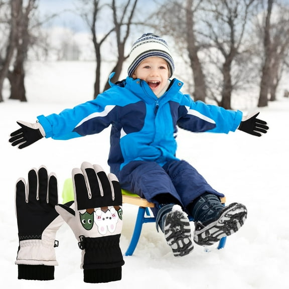 Tupukom Ki+ds Winter Gloves Waterproof Warmest Winter Ki+ds Gloves for Boys and Girls Age 4-7 Years Christmas Gifts
