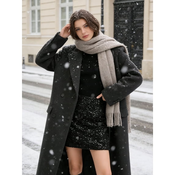 Tupukom Black Sequin Skirt Clearance, Women’s Sequin Skirt Sparkly Stretchy High Waisted A-Line Glitter Mini Skirts for Night Out Party