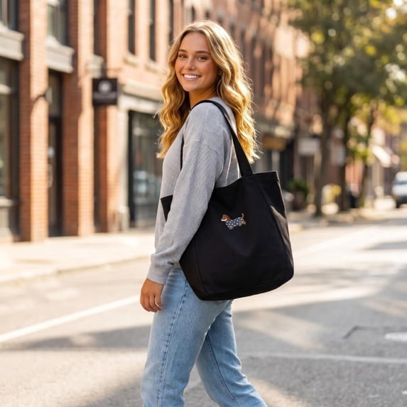 Tupukom Canvas Tote Bag for Women Dachshund Gifts for Women Reusable Grocery Bag Large Shopping Tote Bag with Strong Handle Eco-Friendly