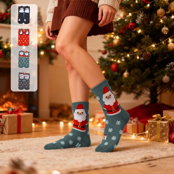 Tupukom Christmas Christmas Socks Collection Fun Cute Crew Socks for Women Xmas Socks Funny Novelty Socks Holiday Gift
