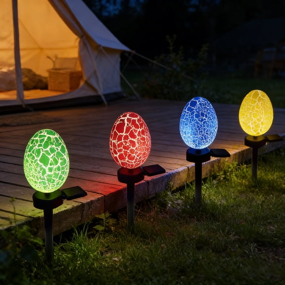Tupukom Clearance Easter Decorations 0utdoor Solar Easter Egg Stake Lights,Outdoor Waterproof Solar Easter Yard Stake Lighted Egg Lights for Garden Patio Yard Pathway Lawn Decor