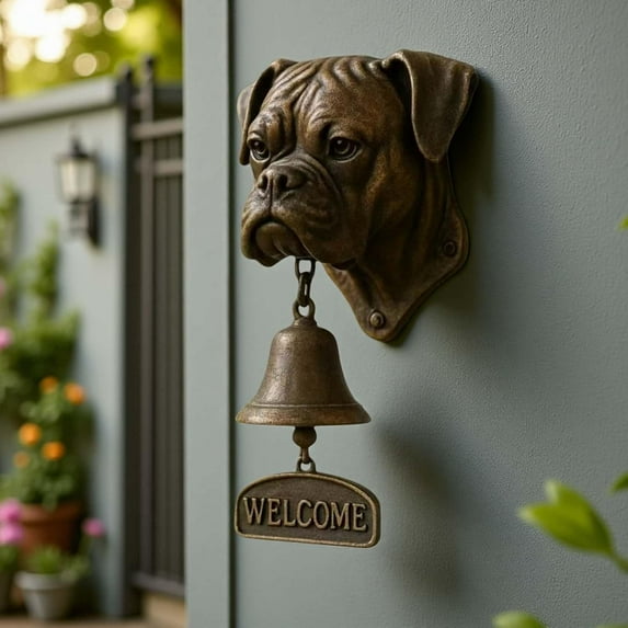Tupukom Dog Door Bell, Retro Funny Animal Welcome Doorbell,Wall-Mounted Decorative Cast Iron/Resin Hanging Bell, Farmhouse Wall Decoration & Housewarming Gift
