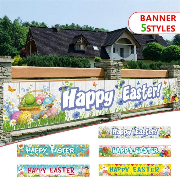 Tupukom Easter Decor Easter Banners Decorations Porch Sign Happy Easter Door Banners Easter Party Hanging Banner Spring Party Supplies for Home Office Farmhouse Holiday Decor