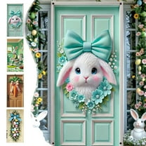 Tupukom Easter Horizontal Easter Banner Garland 70.87x35.43in Easter Egg Theme Party Banner Decor Easter Door Hanging Curtain Spring Indoor Outdoor Easter Party Door Decoration