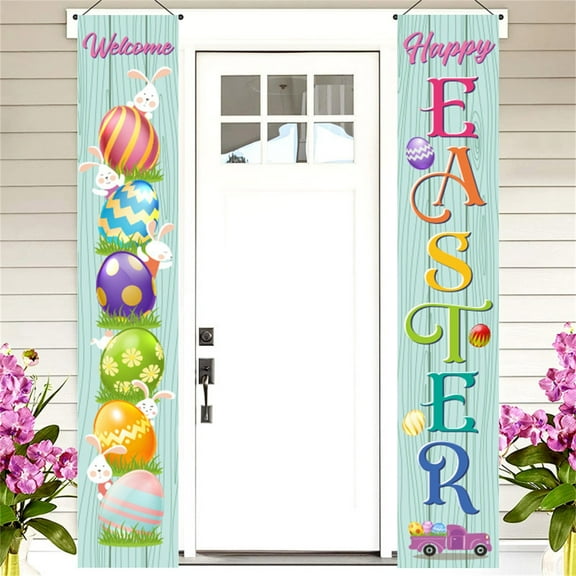 Tupukom Easter Easter Banners Front Porch Porch DoorHanger Festival Flag Easter Banner Holiday Decorations Spring Indoor Outdoor Easter Party Door Decoration
