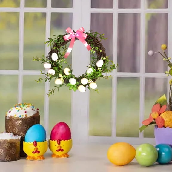 Tupukom Easter Easter Wreath Decorations for The Home Easter Cross Wreath Rustic Farmhouse Easter Decorations Sign Spring Wreath for Front Door Wall Easter Decorations