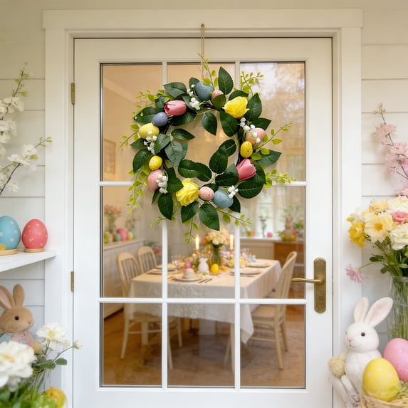 Tupukom Easter Wreath Easter Decorations Farmhouse Spring Easter Outdoor Holiday Décor