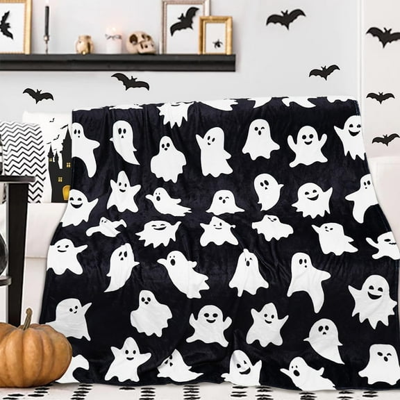 Tupukom Halloween Decorations Halloween Blanket Ghost Throw Blankets for Kids for Women Halloween Decorations Flannel Blankets for Bed, Sofa, Couch, Travel Blanket