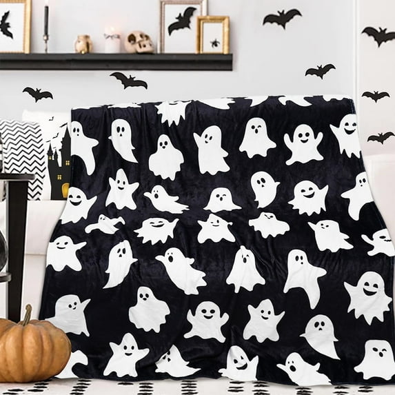 Tupukom Halloween Decorations Halloween Blanket Ghost Throw Blankets for Kids for Women Halloween Decorations Flannel Blankets for Bed, Sofa, Couch, Travel Blanket