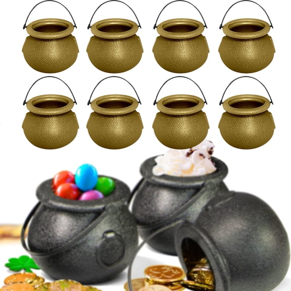 Tupukom Halloween Decorations Halloween Mini Witch Cauldron Kettles Multi-purposed Small Cauldron Halloween Pot Candy holder for Halloween & St. Patrickâs Day Party Favors Decor