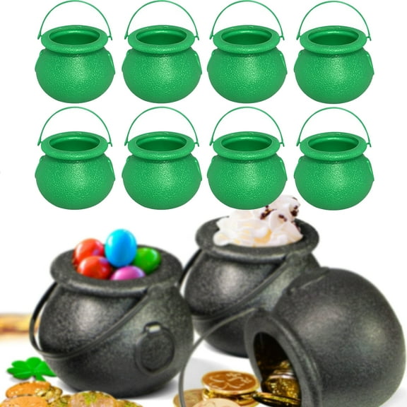 Tupukom Halloween Decorations Halloween Mini Witch Cauldron Kettles Multi-purposed Small Plastic Cauldron Halloween Pot Candy holder for Halloween & St. Patrick’s Day Party Favors Decor
