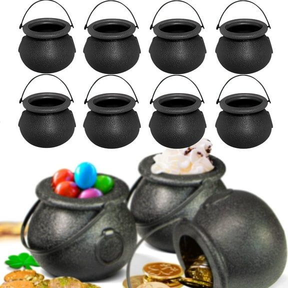 Tupukom Halloween Decorations Halloween Mini Witch Cauldron Kettles Multi-purposed Small Plastic Cauldron Halloween Pot Candy holder for Halloween & St. Patrick’s Day Party Favors Decor
