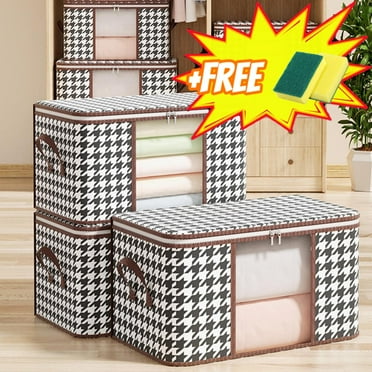 Tupukom Large Capacity Storage Bags for Clothes with Lids,Thickened Foldable Storage Bins,Containers Organizer for Clothing Blanket Quilts Bedding