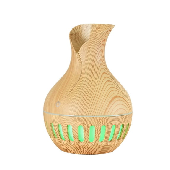 Tupukom Mini Air Humidifiers for Bedroom,Vase Light Wood Texture Cool Mist Humidifier with Light for Home Large Room,Baby and Plant