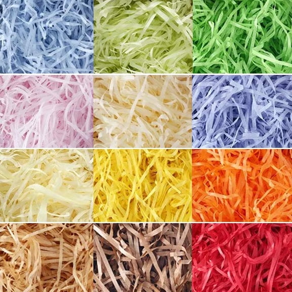 Tupukom Multicolored Raffia Paper Shreds & Strands Shredded Crinkle Confetti for DIY Gift Wrapping & Basket Filling 100g
