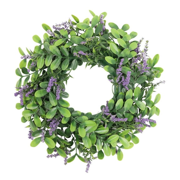 Tupukom Spring Decor Lavender Wreaths for Front Door, 14.5 inch Artificial Farmhouse Wreaths for Wall Window Party Wedding Decor Indoor Outdoor Spring Summer for Home Decoration