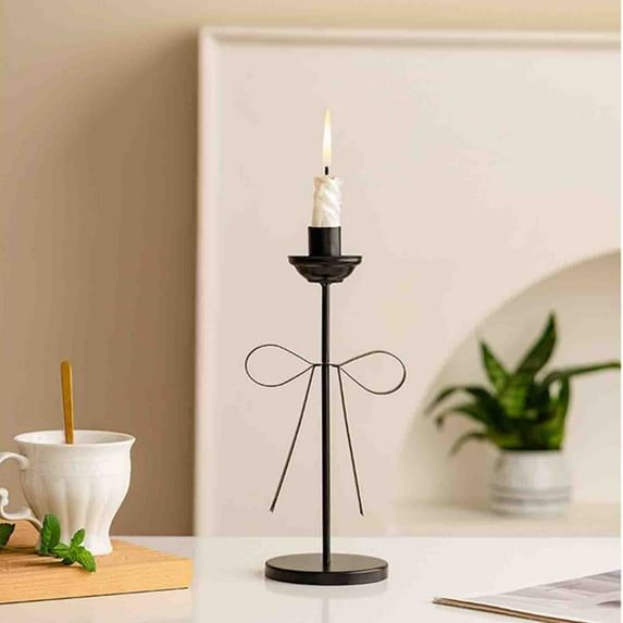 Tupukom Valentines Day Decorations, Bow Taper Candle Holders,Candle Stick Holders Set, Modern Decorative Centerpiece for Table Mantel Wedding Housewarming Gift