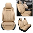 thumbnail image 1 of Tuqiang 2PCs Front Car Seat Covers Leather for Jeep for Commander 2005-2010 2 Seats Airbag Compatible Water Resistant Front Set Cushion Protector Beige, 1 of 7