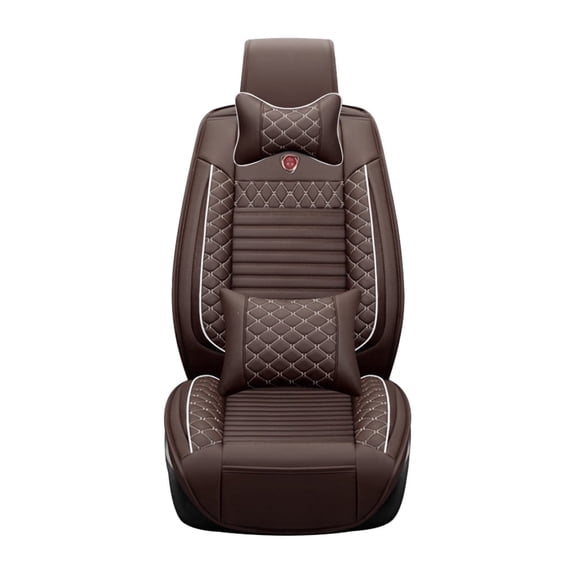 Tuqiang 2PCs Front Car Seat Covers Leather for Acura for TSX 2004-2014 2 Seats Airbag Compatible Leather Waterproof Front Set Cushion Protector Brown