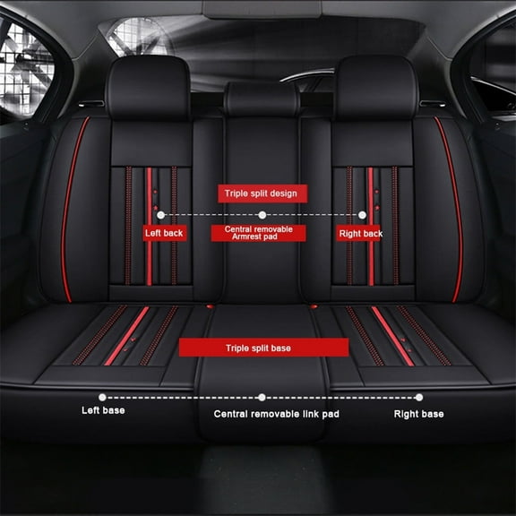 Tuqiang Back Car Seat Protectors for Land Rover for Range Rover Velar 2017-Present Premium Leather Passenger Seat Protectors standard Black and Red 1PCS