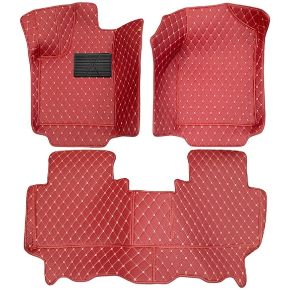 Tuqiang Car Floor Mats Custom Fit for Lexus LS430 2007-2015 5 Seats Carpet Protection PU Leather Auto Liners All Weather Wine Red