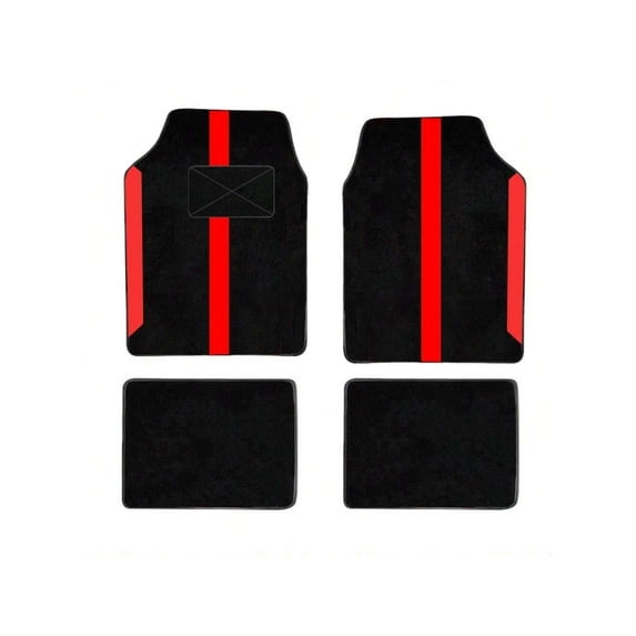 Tuqiang Car Floor Mats for Ford for Maverick Vinyl Carpet Protection All Weather Auto Liners Anti-Slip Automotive Floor Mats Velvet Colored Stripe Black and Red 4pcs