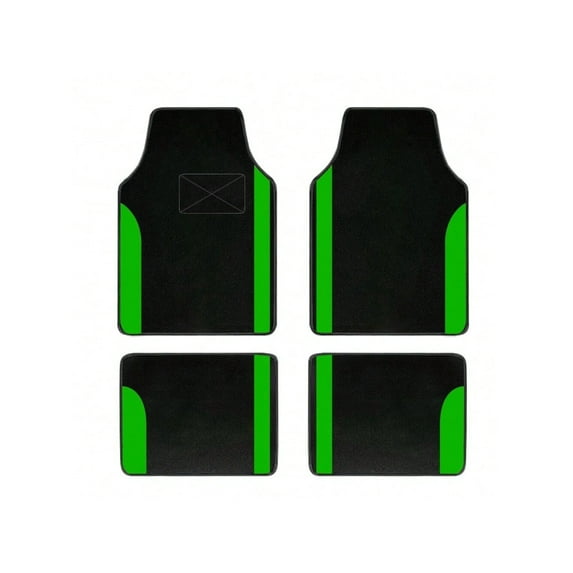 Tuqiang Car Floor Mats for GMC for HUMMER EVPickup Vinyl Carpet Protection All Weather Auto Liners Anti-Slip Automotive Floor Mats Velvet Colored Stripe Black and Green 4pcs
