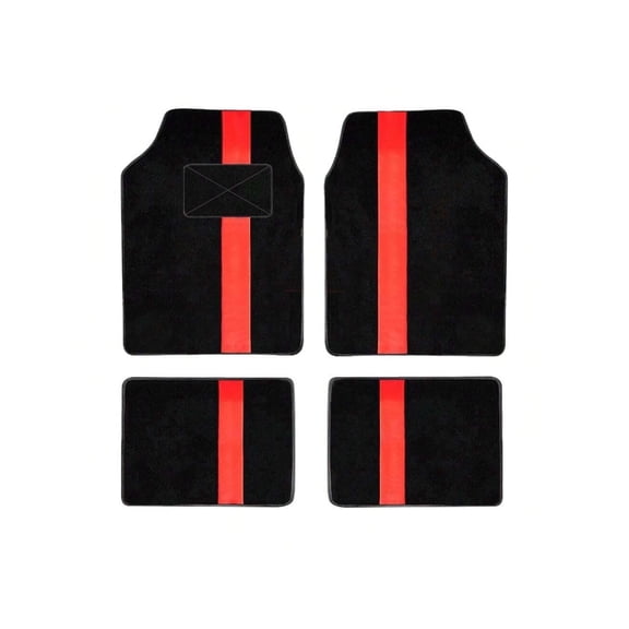 Tuqiang Car Floor Mats for Mercedes-Benz for MaybachEQS680 Vinyl Carpet Protection All Weather Auto Liners Anti-Slip Automotive Floor Mats Velvet Colored Stripe Black and Red 4pcs