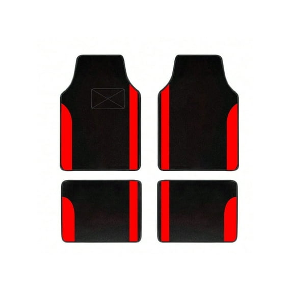 Tuqiang Car Floor Mats for Toyota for Corolla Vinyl Carpet Protection All Weather Auto Liners Anti-Slip Automotive Floor Mats Velvet Colored Stripe Black and Red 4pcs