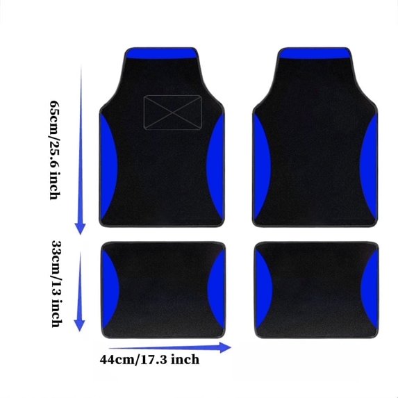 Tuqiang Car Floor Mats Universal for Subaru for Crosstrek Blue Velvet Colored Stripe All Weather Interior Carpet Mats Protection Accessories 4PCS/Set