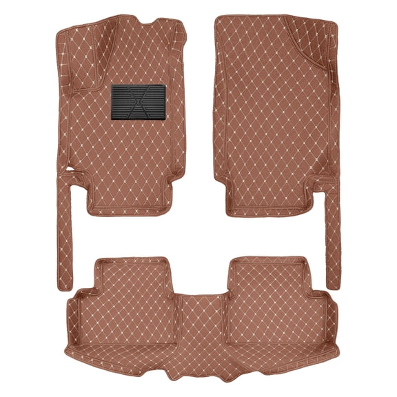 Tuqiang Car Floor Mats for Audi Q7 2017-2025 PU Leather Floor Liner Carpet Protection All Weather PU leather 1st and 2nd Row 3Pcs Brown