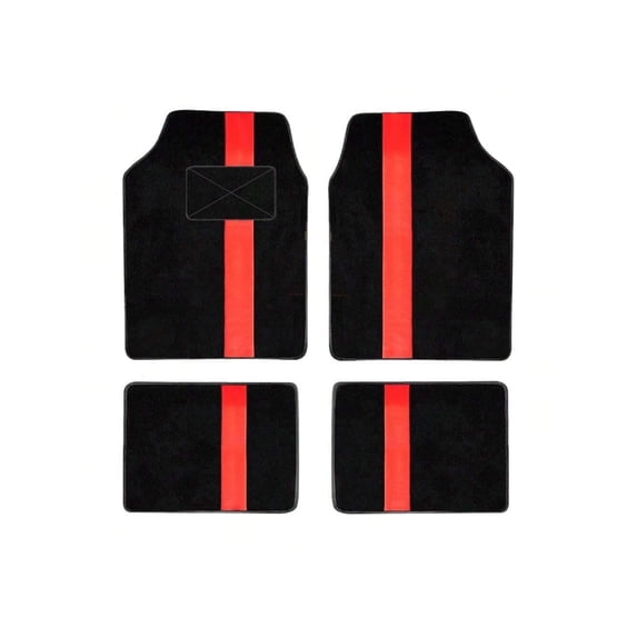 Tuqiang Car Floor Mats for Cadillac for XT6 Vinyl Carpet Protection All Weather Front & Rear Full Set Velvet Colored Stripe Black and Red 4pcs