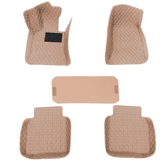 Tuqiang Car Floor Mats for Volkswagen for Beetle All Weather Protection, Faux Leather Car Carpet Beige 5PCS