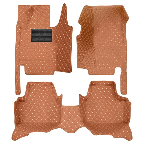 Tuqiang Car Floor Mats for infiniti QX30 2017-Present Faux Leather Floor Liner Carpet Protection All Weather PU leather 1st and 2nd Row 3Pcs Brown