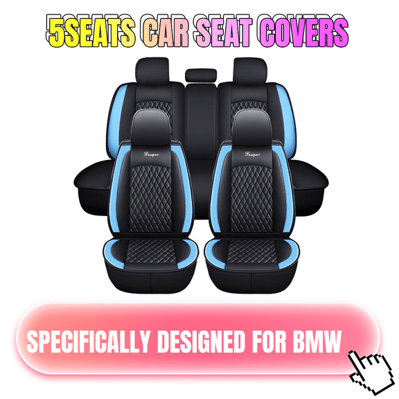 Tuqiang Car Seat Covers for BMW for X1 2017-Present 5-seater Leather Auto Seat Protector, Waterproof Scratch-resistant Luxury Auto Seat Cushion Protector, Seat Cushion Cover Black and Blue