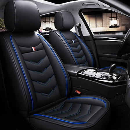 Tuqiang Car Seat Covers Full Set Leather for Audi for A6 2000-2018 Premium Automotive Interior Covers 5-Seat Full Set Black and Blue