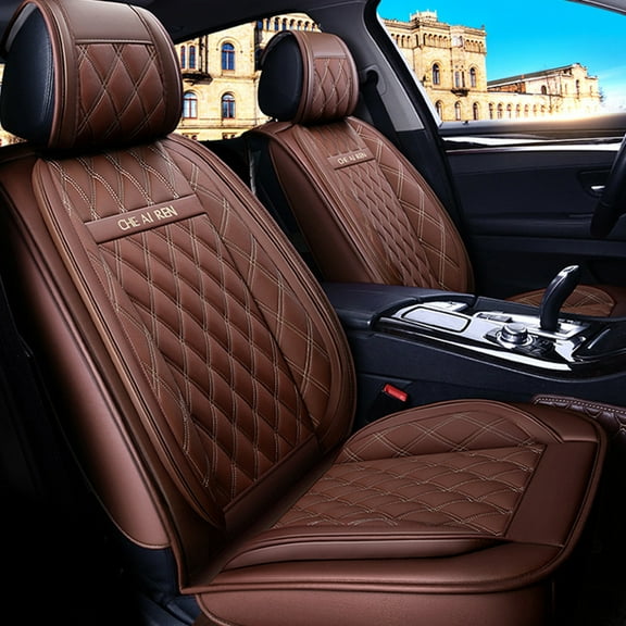 Tuqiang Car Seat Covers Full Set Leather for Volvo for S40 1995-2012 Water Resistant Car Seat Covers 5-Seater Complete Coffee