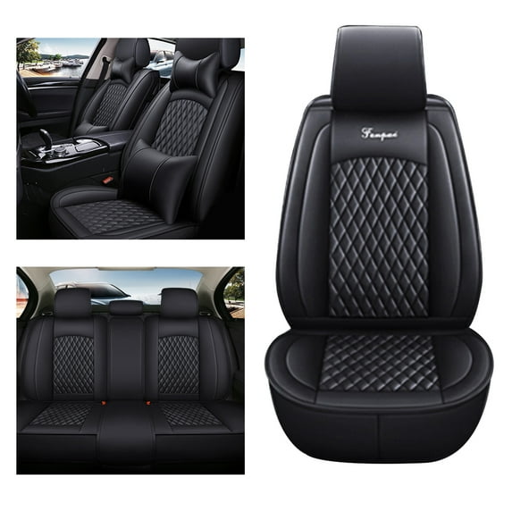 Tuqiang Car Seat Covers Full Set for Mercedes-Benz for GLA250 2015-Present Premium Leather Compatible Airbag Water Resistant Front Rear Cushion Protector with Pollow and Headrest Black