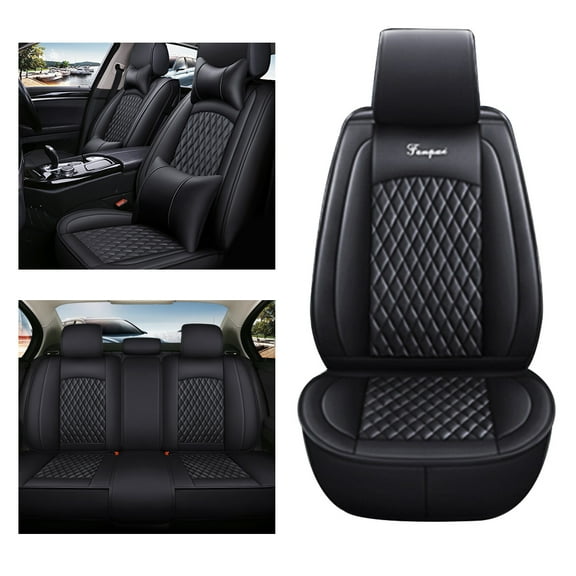 Tuqiang Car Seat Covers Full Set for Mercedes-Benz for ML320 1998-2016 Premium Leather 5-Seat Cover Set, Waterproof and Airbag Compatible with Pollow and Headrest Black