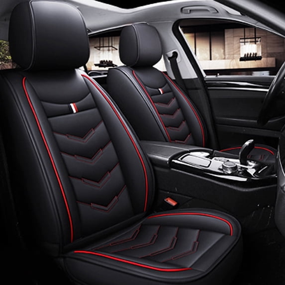 Tuqiang Car Seat Covers Full Set for Acura for ILX 2012-2022 Compatible Airbag Waterproof Front Rear Cushion Protector Black and Red